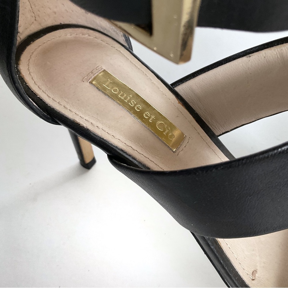 Louise Et Cie Gosia Ankle Cuff Leather Sandal Heels Black Sz 6 - Picture 8 of 12